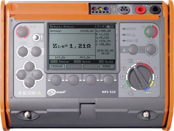 Sonel MPI-525 instalační tester, Norma VDE 0100, WMDEMPI525, EN a DE menu
