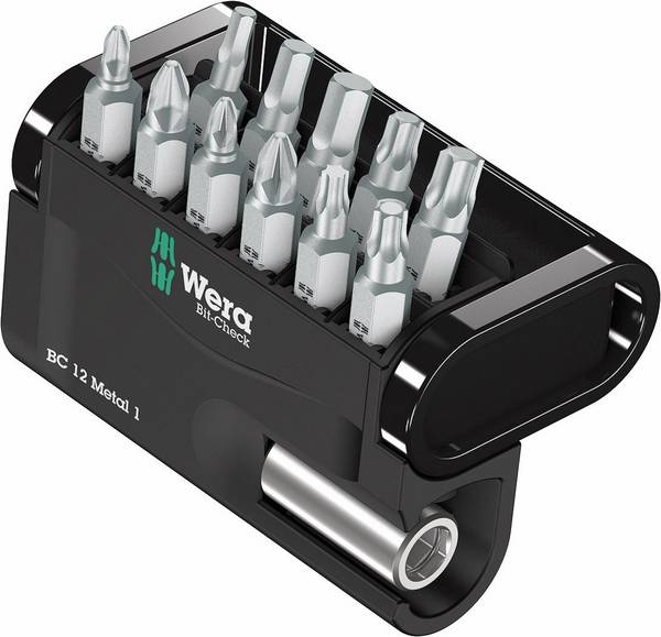 Wera Bit-Check 12 Metal 1 05057424001 sada bitů, 12dílná, křížový PZ, křížový PH, inbus, Vnitřní T-profil, 1/4" (6,3 mm)