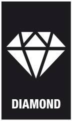 Černobílé logo s geometrickým diamantem a slovem 'DIAMOND' pod ním.