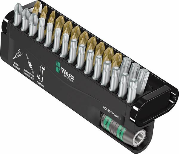 Wera Bit-Check 30 Wood 1 05057433001 sada bitů, 30dílná, křížový PZ, křížový PH, Vnitřní T-profil, 1/4" (6,3 mm)