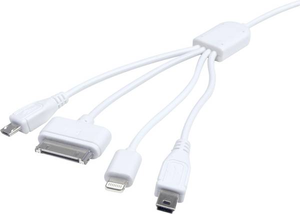 Eufab USB nabíjecí kabel se 4 porty Proudová zatížitelnost (max.)=1 A Vhodný pro Všechny běžné mobilní telefony, IPhone 4 a 5/6