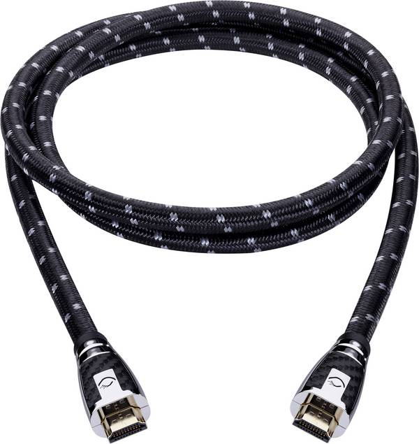 Oehlbach HDMI kabel Zástrčka HDMI-A, Zástrčka HDMI-A 12.00 m černá, šedá 11428 4K UHD, pozlacené kontakty, látkový potah, Audio Return Channel HDMI kabel