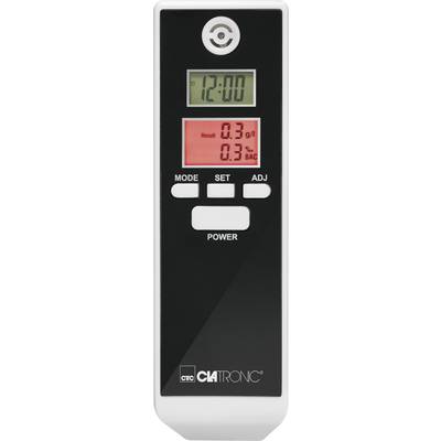 Clatronic AT 3605 alkohol tester bílá, černá 0.0 do 1.9 ‰ vč. displeje, různé jednotky, hodiny, zobrazení teploty, funkc
