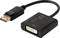 DisplayPort na DVI adaptérový kabel, černý, zobrazuje DisplayPort zástrčku a DVI zásuvku. Vhodný pro připojení monitorů.