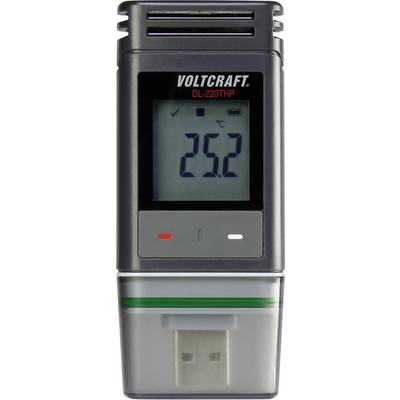 Teplotní datalogger značky Voltcraft, model DL-220THP, zobrazuje na displeji 25,2 stupňů Celsia.