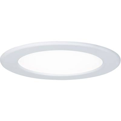 Kulatý, plochý bílý LED stropní reflektor s minimalistickým designem a rovnoměrným rozložením světla.