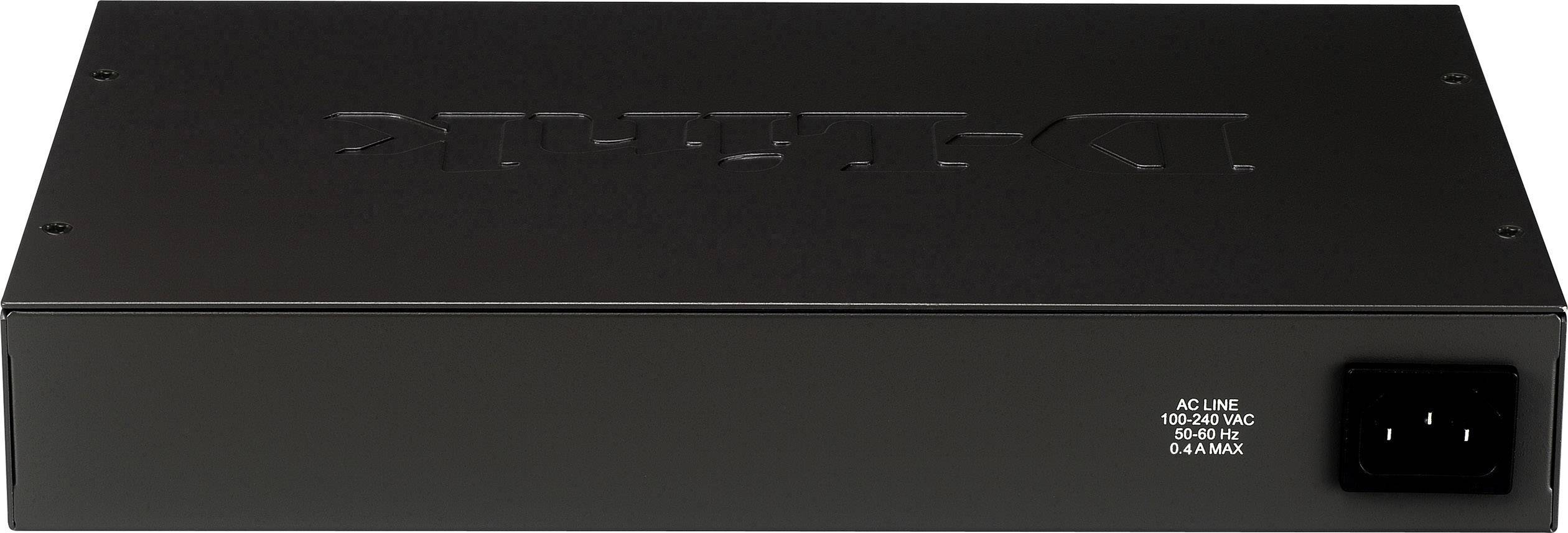 Černé síťové zařízení s napájecím připojením, 100-240V AC, vhodné pro 50/60 Hz, max. 0,4 A.