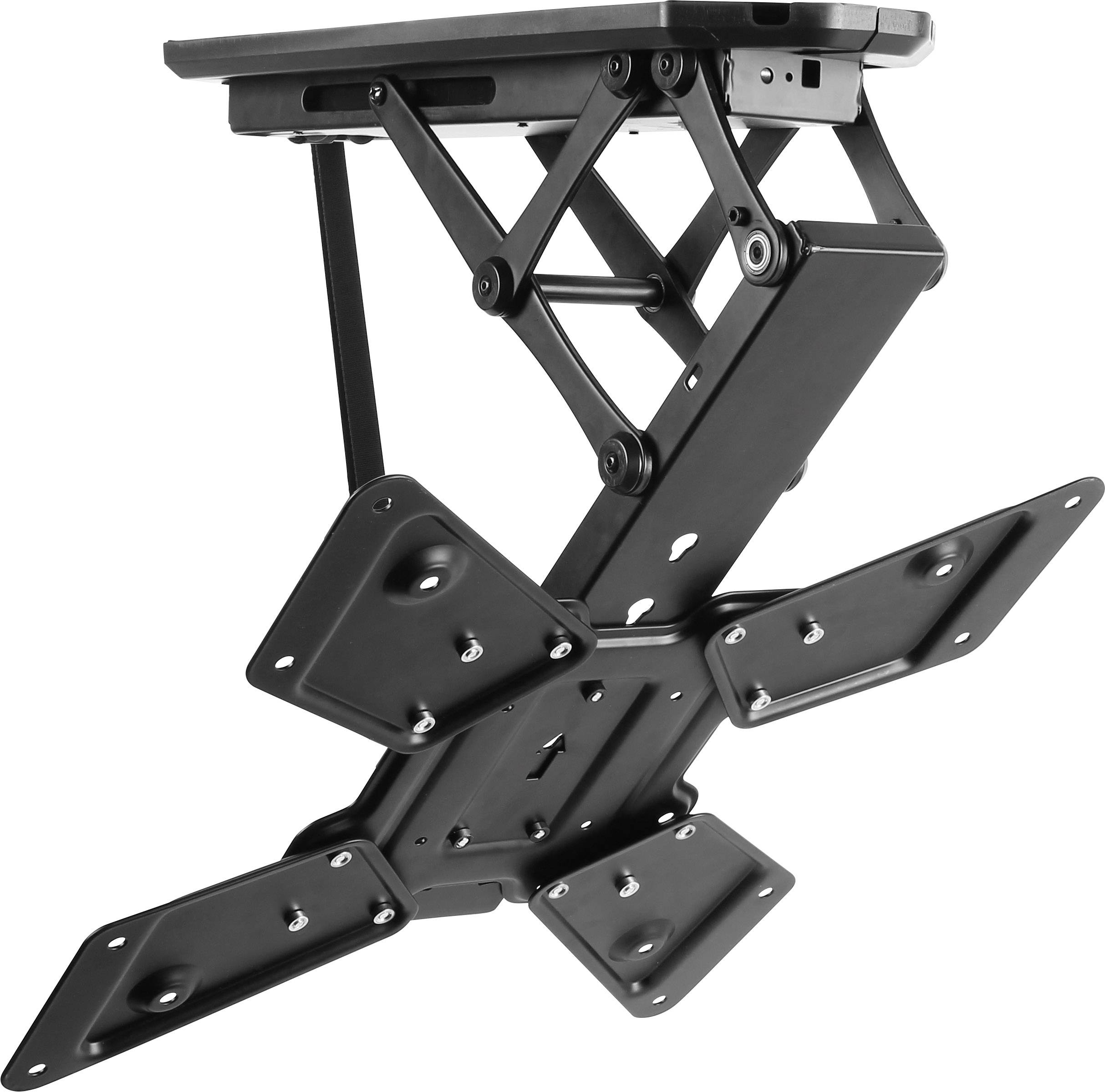 Černený TV držák z kovu s nastavitelným ramenem a montáží na stěnu, vhodný pro instalaci televizních přístrojů.