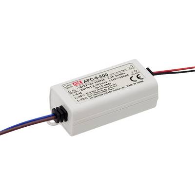 Obdélníkový napájecí zdroj s popiskem. Vstup: 90-264VAC, 0,3A, 50/60Hz. Výstup: 500mA. Označení CE, viditelný název výrobce.