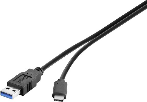 Renkforce USB kabel USB 3.2 Gen1 USB-A zástrčka, USB-C ® zástrčka 1.00 m černá pozlacené kontakty RF-4381080
