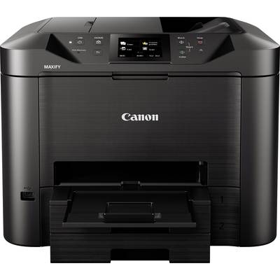Tiskárna Canon s digitálním displejem a několika funkčními tlačítky, vhodná pro barevný i černobílý tisk.