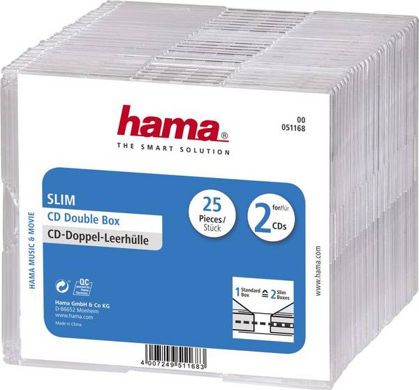 Hama  obal na CD 2 CD/DVD/Blu-ray polystyren transparentní 25 ks (š x v x h) 12.5 x 14.2 x 0.52 cm 00051168