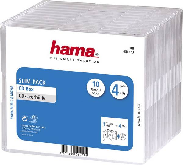 Hama útlý obal na CD 00051273 4 CD/DVD/Blu-ray transparentní polystyren 10 ks