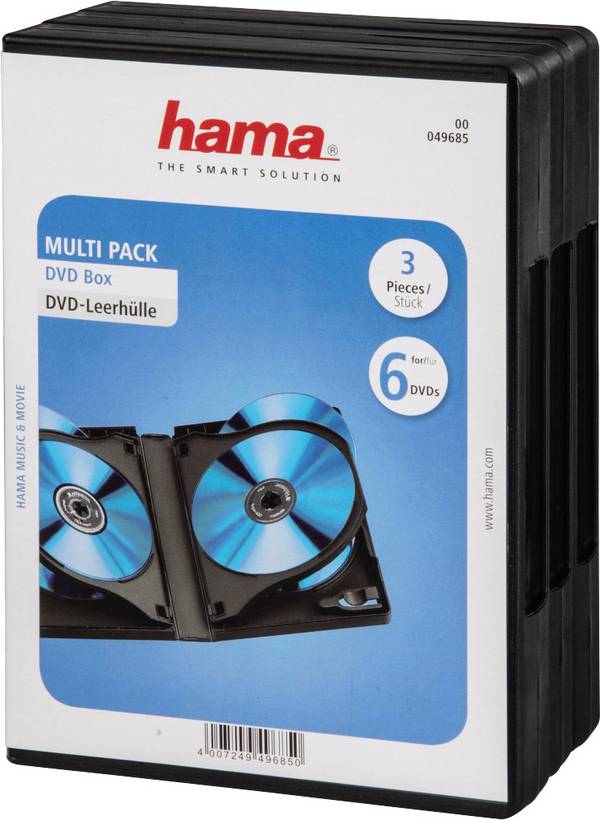 Hama obal na DVD 00049685 6 CD/DVD/Blu-ray černá polypropylen 3 ks