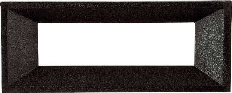 Černý, obdélníkový rám před bílým pozadím.