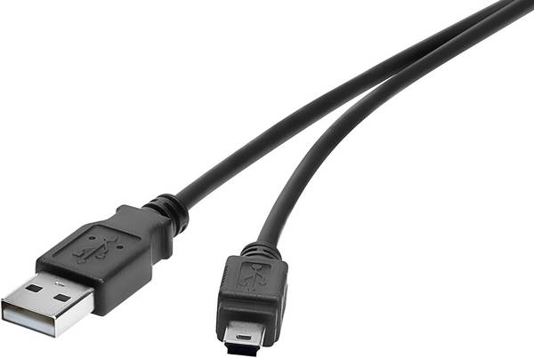 Renkforce USB kabel USB 2.0 USB-A zástrčka, USB Mini-B zástrčka 0.30 m černá pozlacené kontakty RF-4455807