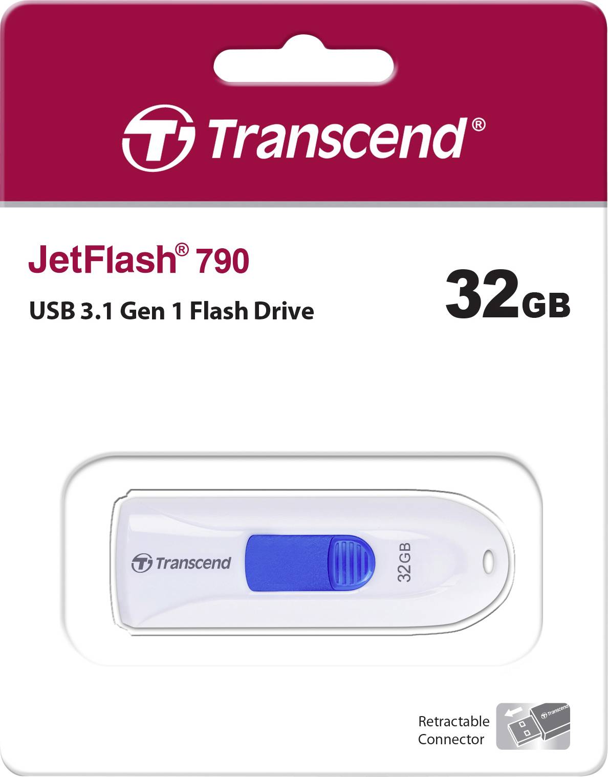 Transcend JetFlash® 790 USB flash disk 32 GB bílá, modrá TS32GJF790W USB-C™ (USB 3.1 Gen 1)-3