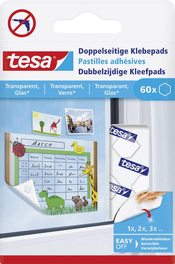 tesa  Oboustranně lepicí podložky  transparentní Množství: 60 ks