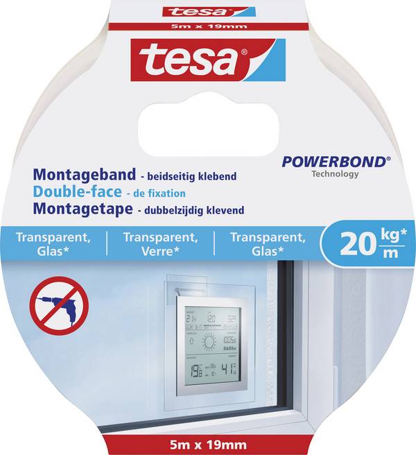 tesa GLASS 77741-00000-00 montážní páska tesa® POWERBOND transparentní (d x š) 5 m x 19 mm 1 ks