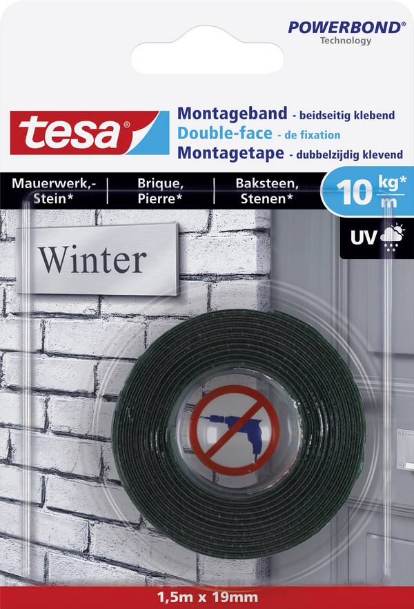 tesa BRICK & STONE 77748-00000-00 montážní páska tesa® POWERBOND černá (d x š) 1.5 m x 19 mm 1 ks