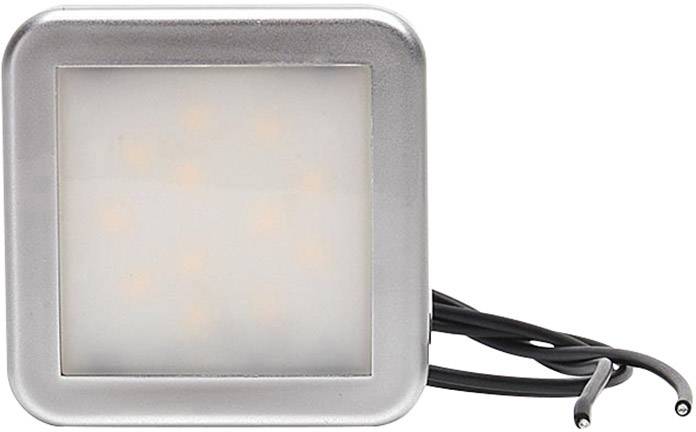 Čtvercové LED světlo s kovovým rámečkem a dvěma vyčnívajícími kabely na pravé straně, vhodné pro vnitřní i venkovní osvětlení.