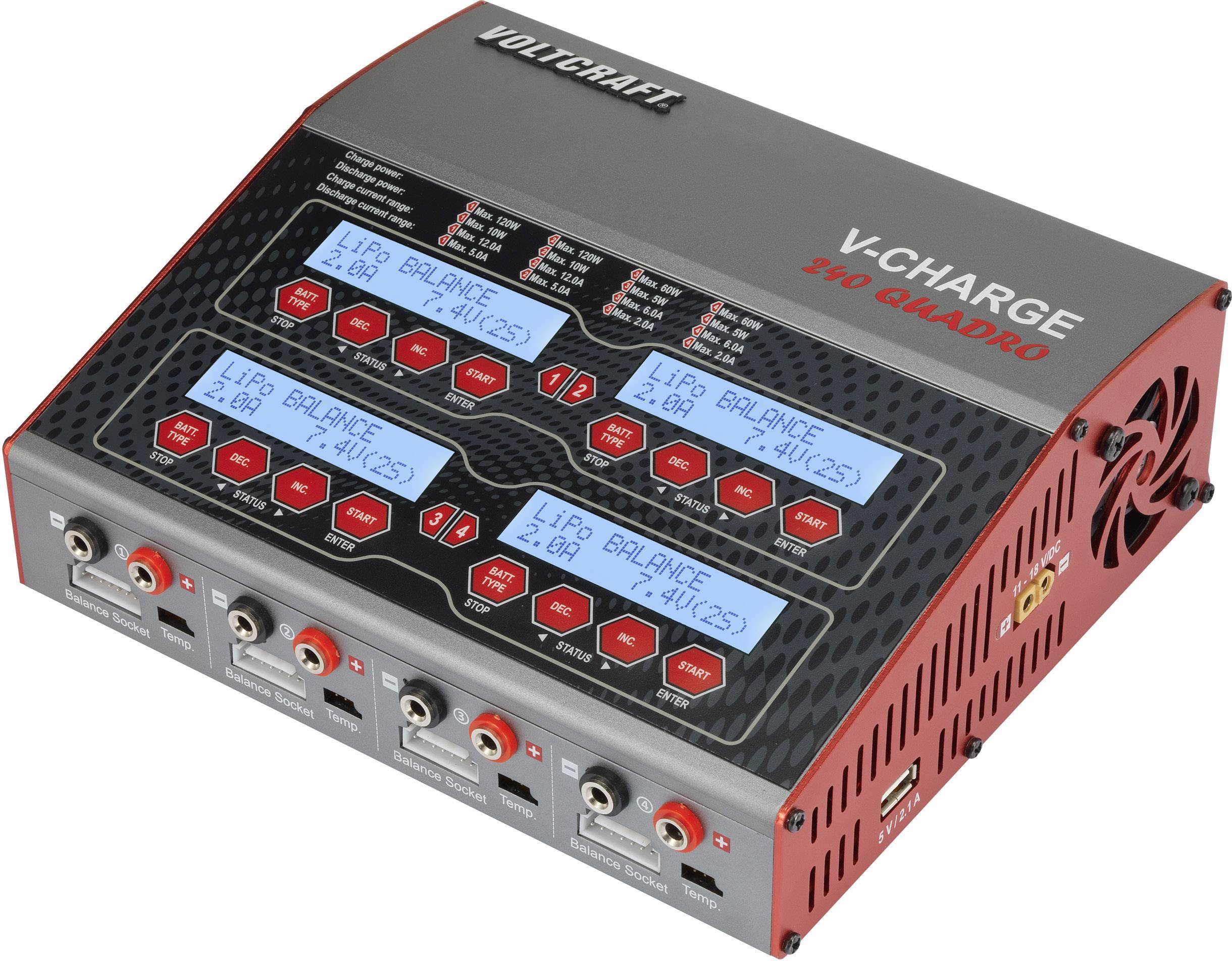 VOLTCRAFT V-Charge 240 Quadro modelářská multifunkční nabíječka, 12 V, 230 V, 12 A, Li-Pol, LiFePO , Li-Ion, LiHV , NiCd-7