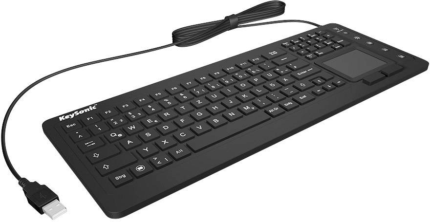 Keysonic KSK-6231 INEL (DE) USB klávesnice německá, QWERTZ černá silikonová membrána, vodotěsné (IPX7), s podsvícením, i-3