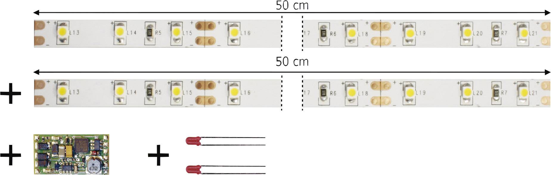 'LED pásky, 50 cm dlouhé, dva kusy; včetně obvodu a dvou kabelů'
