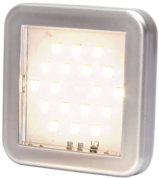 Čtvercová LED lampa s 16 svítícími diodami ve stříbrném rámu. Vhodná pro osvětlení v interiérech.