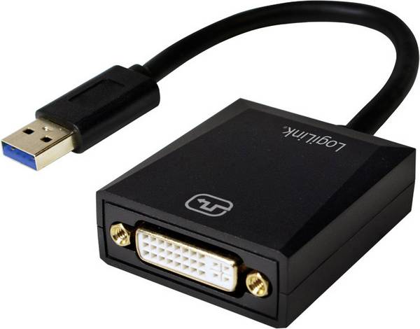 LogiLink UA0232 USB / DVI adaptér [1x USB 3.0 zástrčka A - 1x DVI zásuvka 24+5pólová] černá  10.00 cm