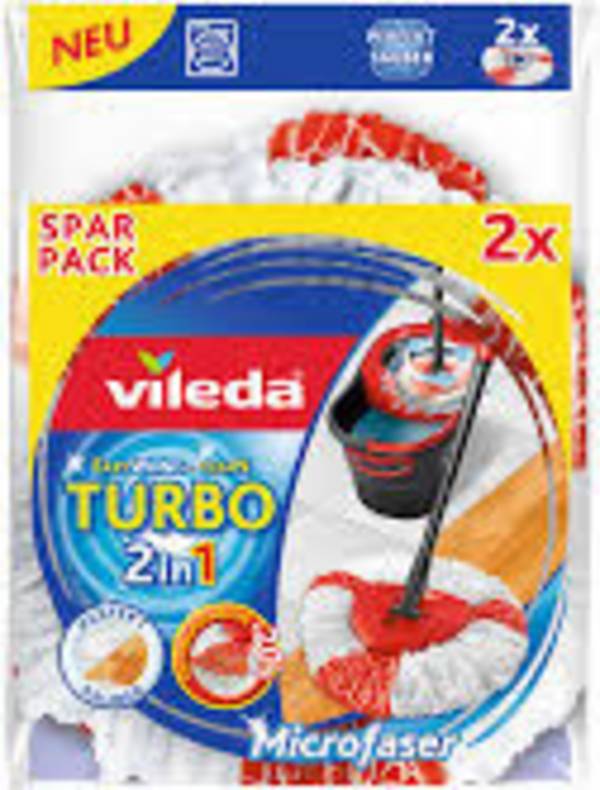 <br>  Vileda<br>  166143<br>  Turbo Easy Wring & Clean Wischmop Ersatzkopf 2er Pack<br>  Náhradní nástavec<br>  <br>  2 ks<br>