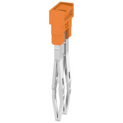 Elektrický konektor s oranžovým pouzdrem a stříbrnými kontakty.