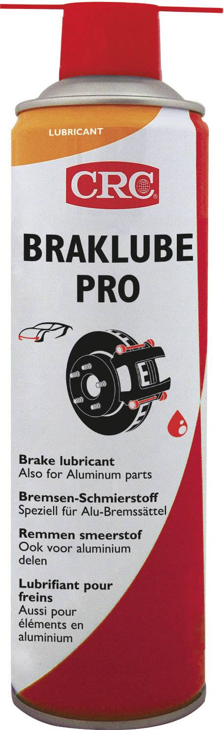 Sprej s nápisem 'Breaklube Pro', mazivo na brzdy. Vhodné také pro hliníkové díly.