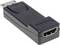 Černý HDMI adaptér s obdélníkovým designem a HDMI konektorem na jedné straně.