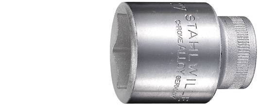 Stříbrný nástrčný klíč s nápisem 'STAHLWILLE CHROME ALLOY GERMANY' ukazuje na vysoce kvalitní řemeslné zpracování.