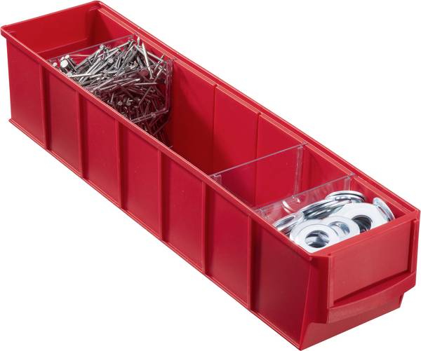 Allit 456541 skladový box , stohovatelné, (d x š x v) 400 x 91 x 81 mm, červená, 1 ks