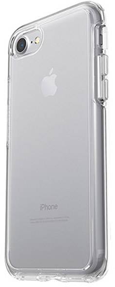 Průhledný ochranný kryt smartphonu chránící mobilní telefon se známým logem jablka.