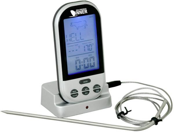 Techno Line WS 1050 grilovací teploměr  s alarmem, meřící teplotu jádře potravin zobrazení ve °C/°F, drůbeží, jehněčí, krůtí, hovězí, vepřové, burger