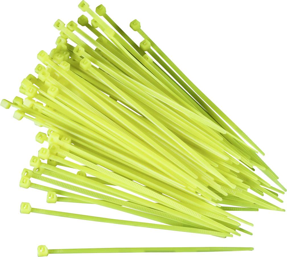 TRU COMPONENTS 93038c406, stahovací pásky, 2.50 mm, 100 mm, žlutá, světélkující, 100 ks
