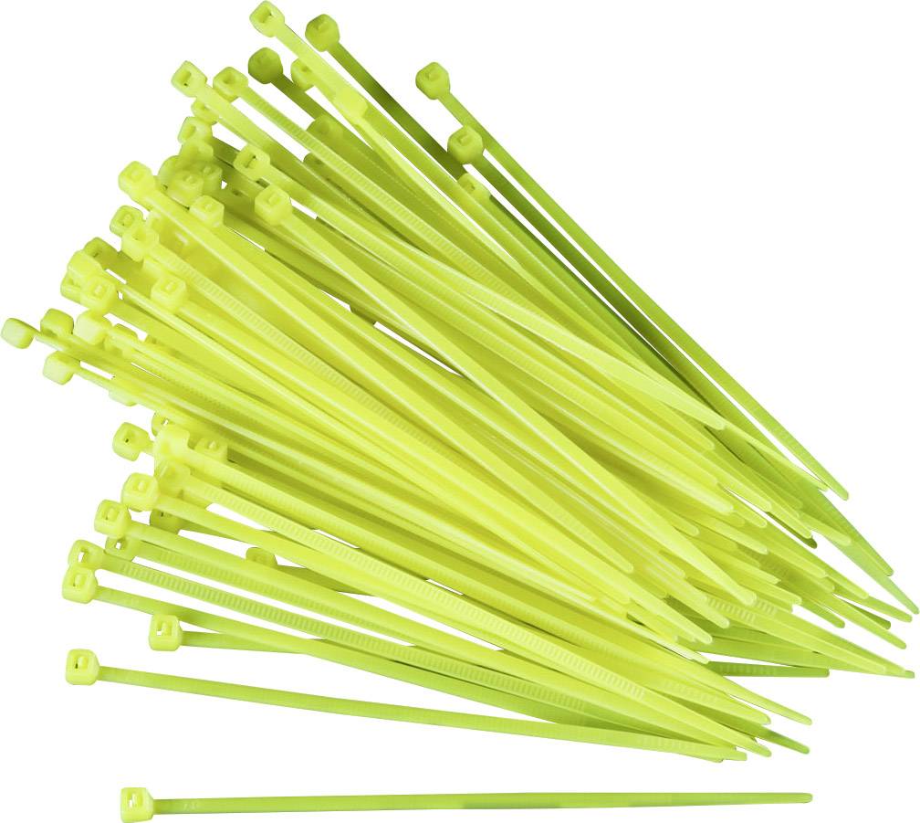 TRU COMPONENTS 93038c409, stahovací pásky, 2.50 mm, 150 mm, žlutá, světélkující, 100 ks
