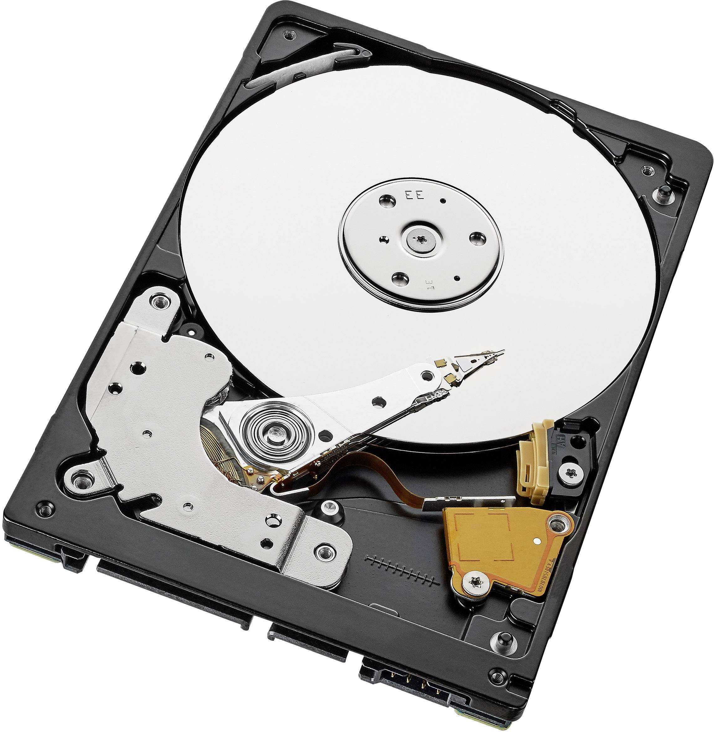 Otevřený pevný disk s viditelným magnetickým diskem a mechanismem čtecí hlavy.