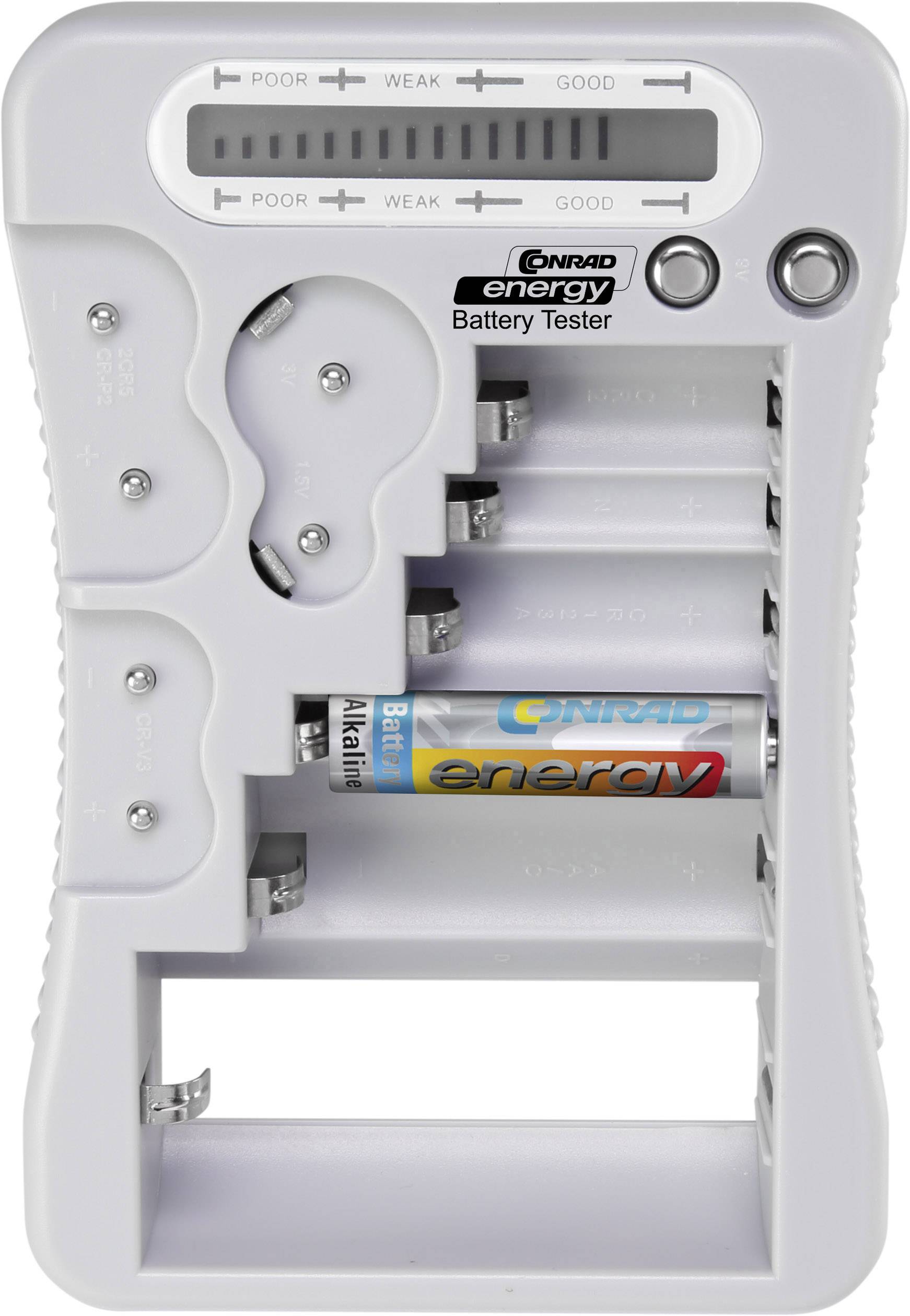 Conrad energy zkoušečka baterií a akumulátorů BT-1 Rozsah měření (zkoušečka baterií) 1,5 V, 3 V, 6 V, 9 V baterie 152745-3