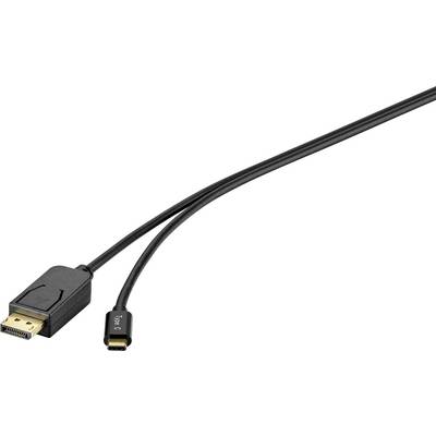 Kabel s dvěma konektory: velký konektor DisplayPort a malý konektor USB-C. Ideální pro propojení mezi zařízeními.
