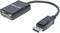 Černý DisplayPort-VGA adaptér od společnosti Manhattan, který propojuje počítač s monitorem.
