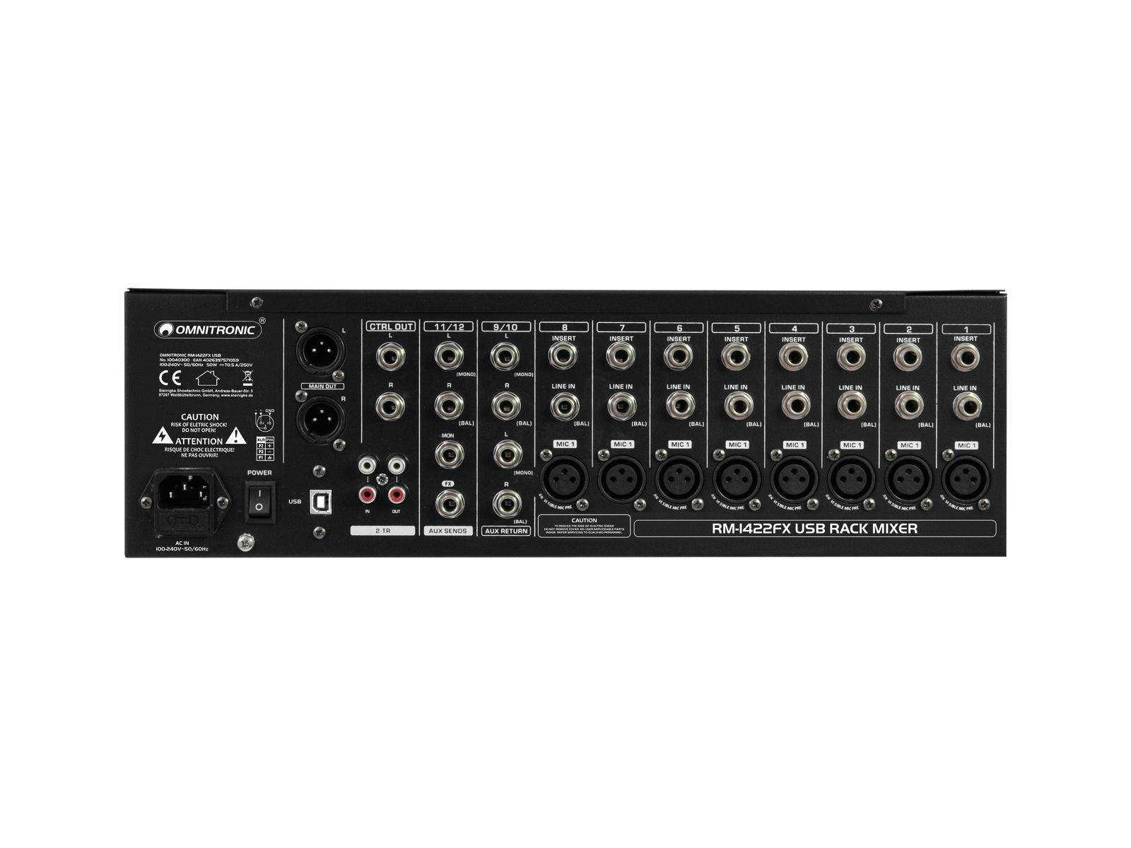 Jedná se o audiopult s několika vstupními a výstupními porty, převážně XLR konektory pro mikrofony a zařízení.