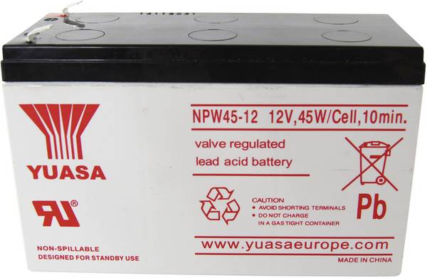 Yuasa NPW45-12 NP45W/12 olověný akumulátor 12 V 8.5 Ah olověný se skelným rounem (š x v x h) 151 x 97.5 x 65 mm plochý konektor 6,35 mm nepatrné vybíjení, bezúdržbové, odolné proti více cyklům