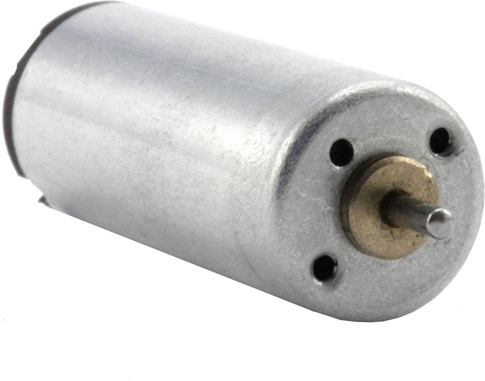 Stříbrný válcový elektromotor s jednou hřídelí.