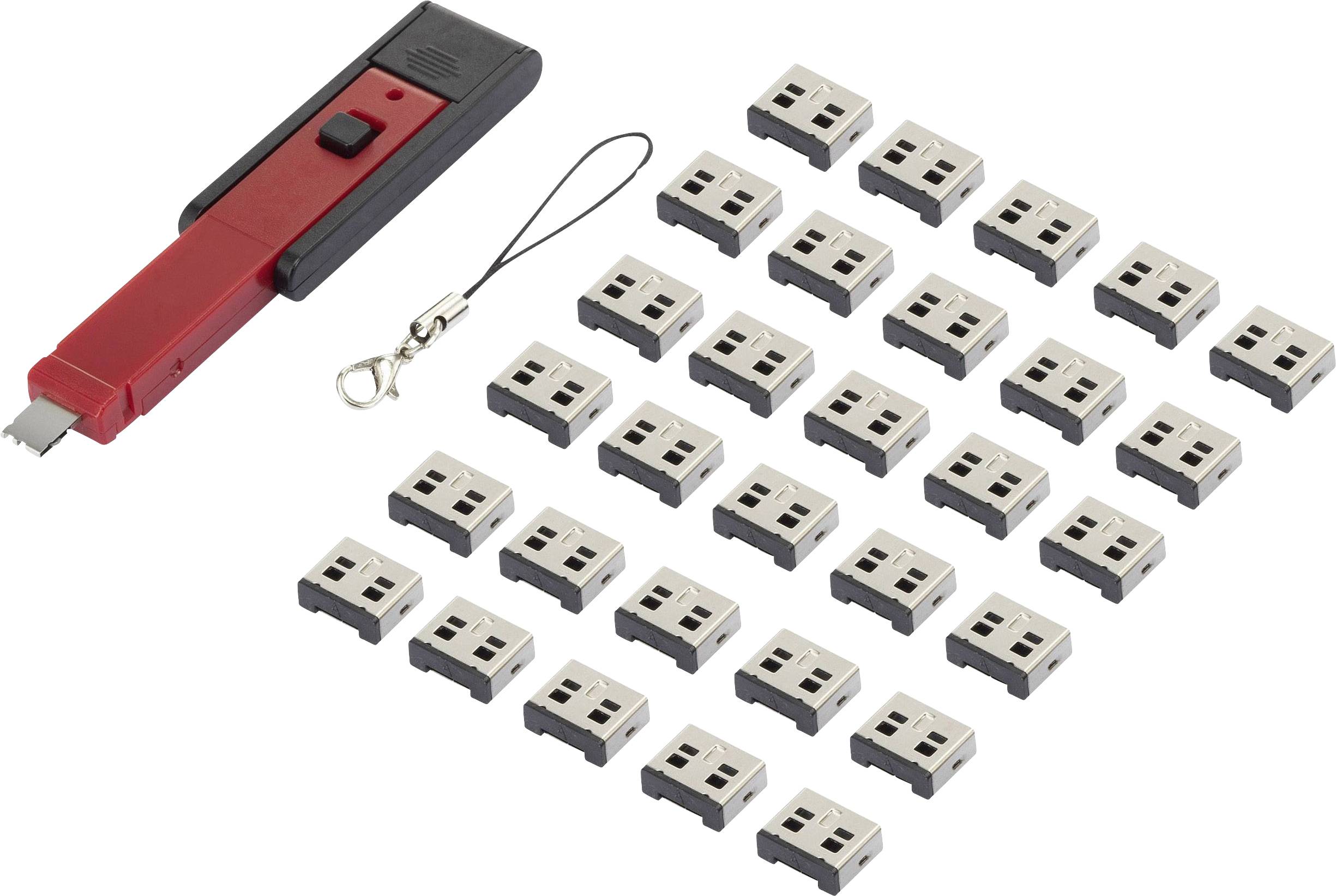 Renkforce zámek portu USB rf-USBBlocker-01 sada 30 ks černá, červená vč. 1 klíče RF-4605024