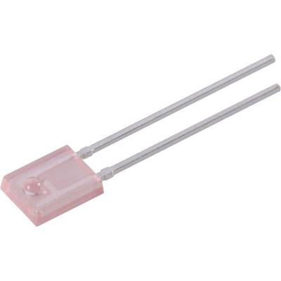Růžový LED čip se dvěma dlouhými kovovými kontakty, vhodný pro elektronické obvody a osvětlovací aplikace.