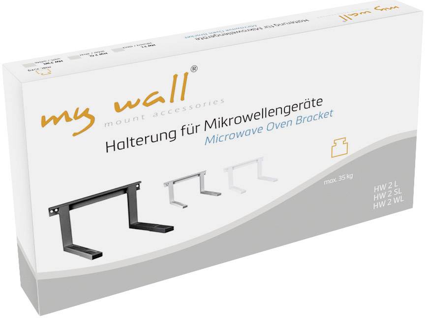 Obal pro držák mikrovlnné trouby 'my wall', s grafickým zobrazením držáku. Maximální nosnost: 35 kg.